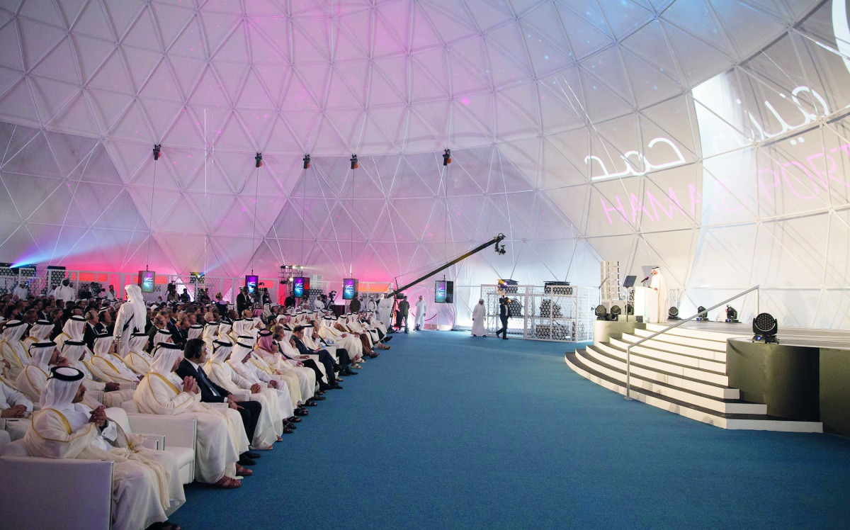 The inauguration of the Hamad Port in Umm Al Houl, yesterday.