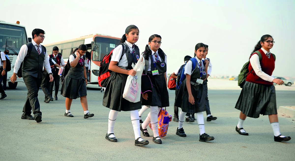 Students were excited as classes resumed yesterday. Pics: Abdul Basit / The Peninsula