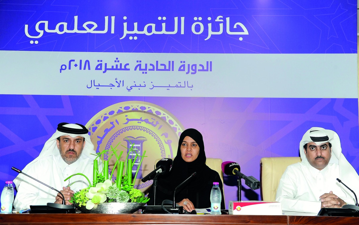 From left: Hassan Abdullah Al Mohammadi, Director, Public Relations Department; Dr Hamda Hassan Al Sulaiti, Secretary-General, Qatar National Commission for Education, Culture and Science; and Jaber Ali Al Shawi, Deputy Director, Public Relation and Commu