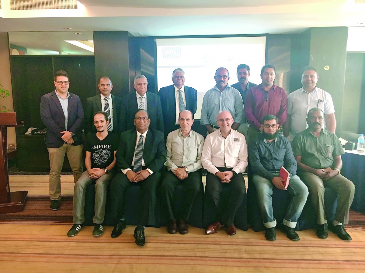 Gary Connan, Technical and Development Manager at Halfen-Moment Group, with other officials from Teyseer Rebar Contractors during the seminar at Radison Blu, 