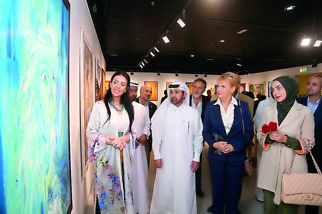 Celebrity Chef Zarmig Halladjian (left) and Katara General Manager Dr Khalid bin Ibrahim Al Sulaiti (second left) along with other guests at the opening of “Inspiration of the Fruit of Susie Tree” exhibition at Katara Building 19.