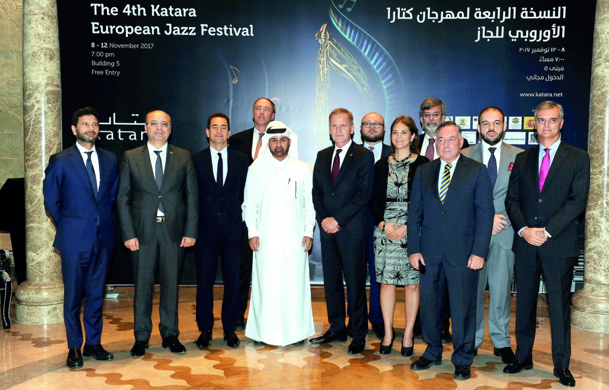 The General-Manager of the Cultural Village Foundation-Katara, Dr Khalid bin Ibrahim Al Sulaiti, with European Ambassadors, Dr Pasquale Salzano of Italy; Hans-Udo Muzel of Germany; Eric Chevallier of France; Metin Kazak of Bulgaria; Dr Willy Kempel of Aus