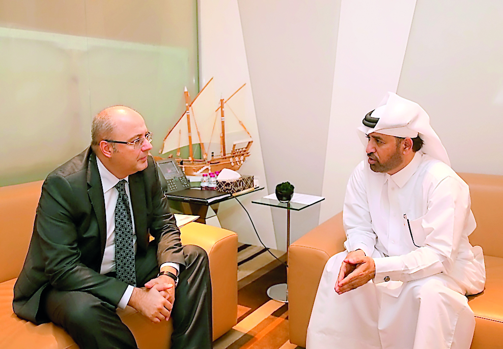 Bulgarian Ambassador, Metin Kazak, and Katara General-Manager, Dr. Khalid bin Ibrahim Al Sulaiti, during their meeting yesterday at Katara.
