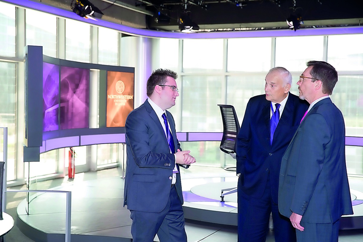 William Grant, the Chargé d’Affaires, interim of the US Embassy in Doha,  during the visit to NU-Q. 