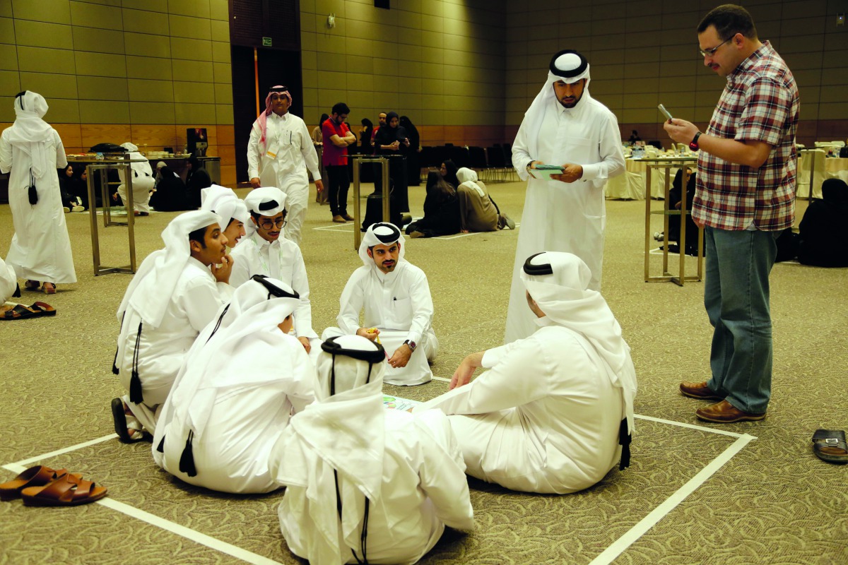 Participants during the third day of ROTA Leadership Training Programme “ROTA Youth Challenge”, at Hamad Bin Khalifa University, yesterday.

