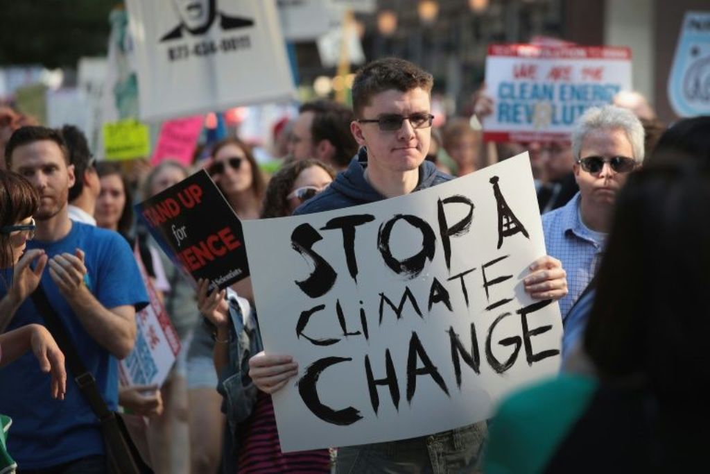 A file photo of Chicago demonstrators protesting President Donald Trump's decision to exit the Paris climate change accord on June 2, 2017.