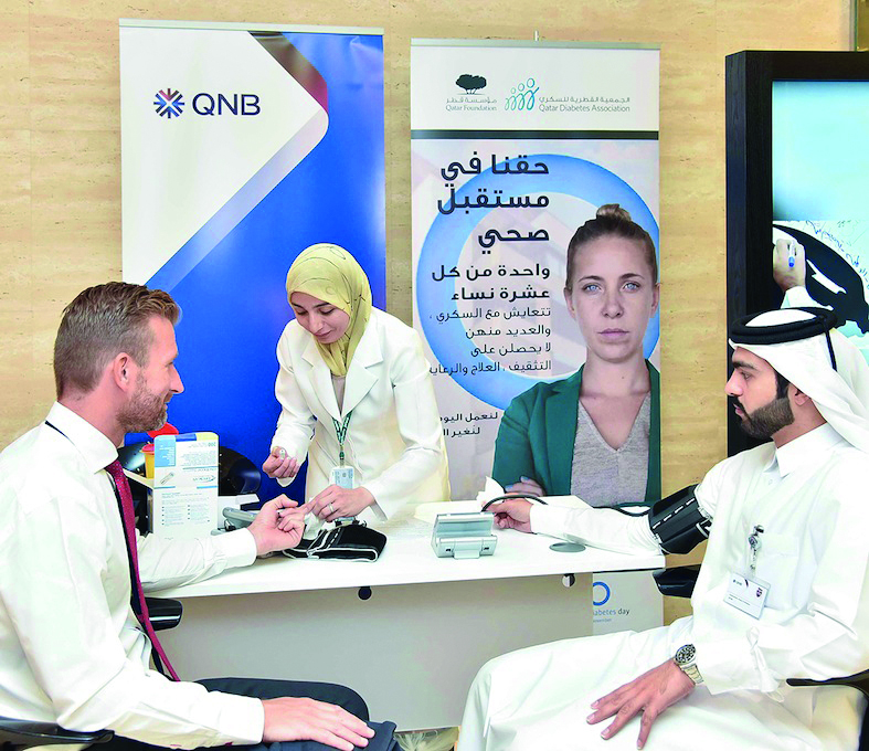 QNB staff undergoing examination as part of the awareness initiative ‘Diabetes at Work Day’ coinciding with World Diabetes Day. 
