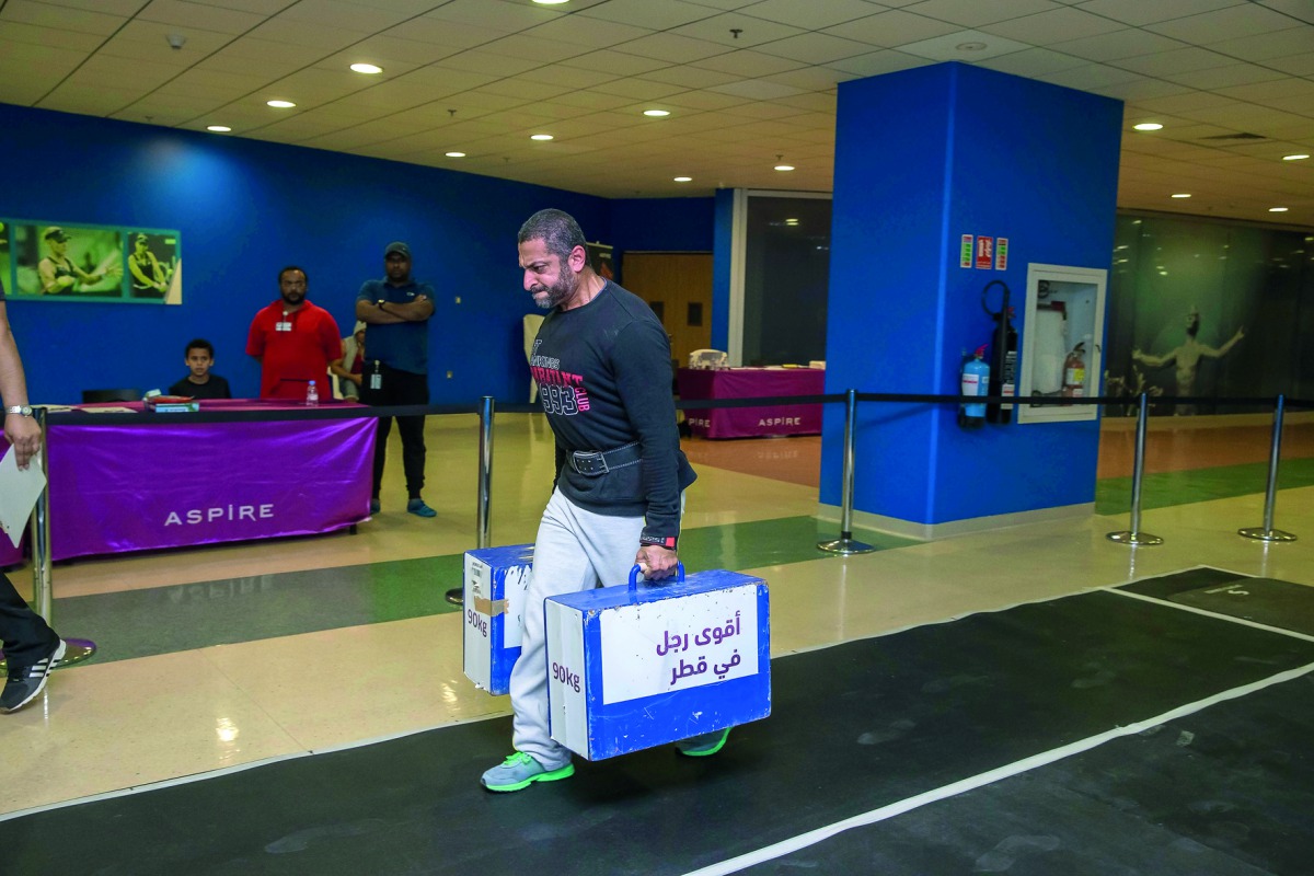 Qatari defending champion, Fahad Al Haddad, at the assessment exercises for this year’s Qatar Strongest Man competition.