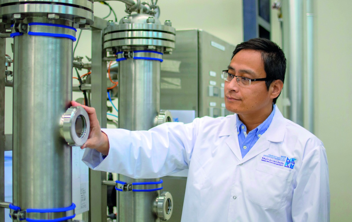 Dr Zhaoyang Liu, senior scientist at HBKU Qatar Environment and Energy Research Institute (QEERI) during research works. 