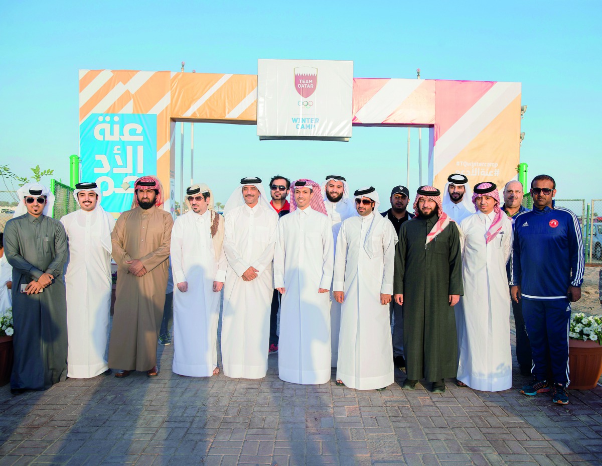 Secretary-General of the Qatar Olympic Committee, Jassim Al Buenain along with other official at the opening of Team Qatar Winter Camp at Sealine Beach.