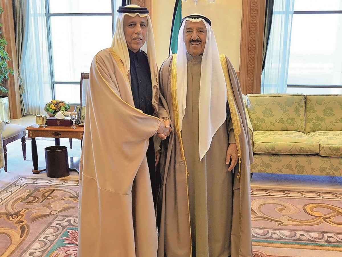 Emir of Kuwait, H H Sheikh Sabah Al Ahmad Al Jaber Al Sabah, received yesterday Speaker of Advisory Council H E Ahmed bin Abdullah bin Zaid Al Mahmoud at the 11th Meeting of Chairpersons and Speakers of Shura, Representatives Councils and National Assembl