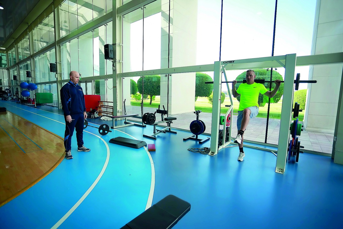 Kolbeinn Sigthórsson during rehabilitation programme at Aspetar hospital, in Doha.