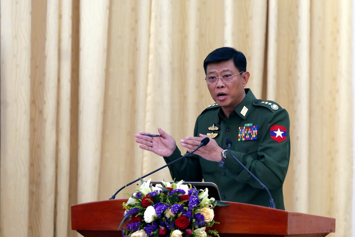 Myanmar Chief of General Staff Lieutenant General Mya Tun Oo during a news conference in  at the Chief of Defense office in Naypyitaw, Myanmar. Reuters