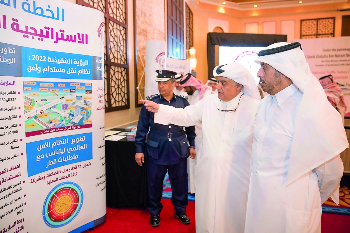 Prime Minister and Interior Minister H E Sheikh Abdullah bin Nasser bin Khalifa Al Thani at the launch of the second action plan of the National Traffic Safety Strategy.