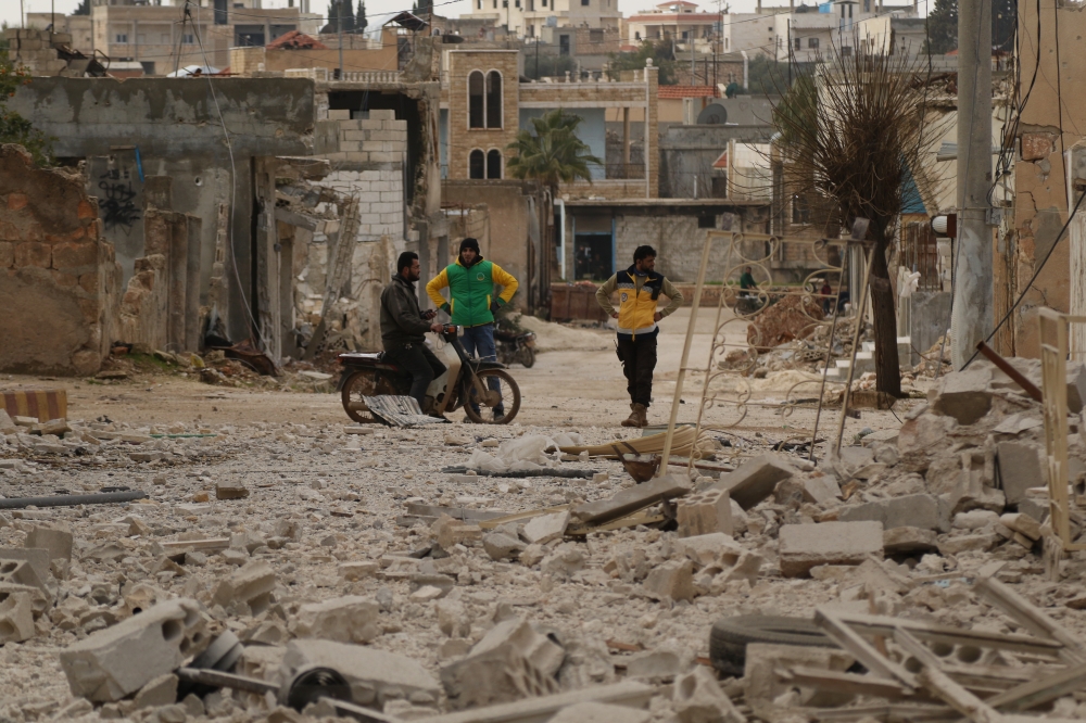 Damaged buildings are seen after Russian and Assad regime airstrikes hit Kafr Amin district of Syria's Idlib province, which is a part of a de-escalation zone.  Ubeyde Fad?l - Anadolu