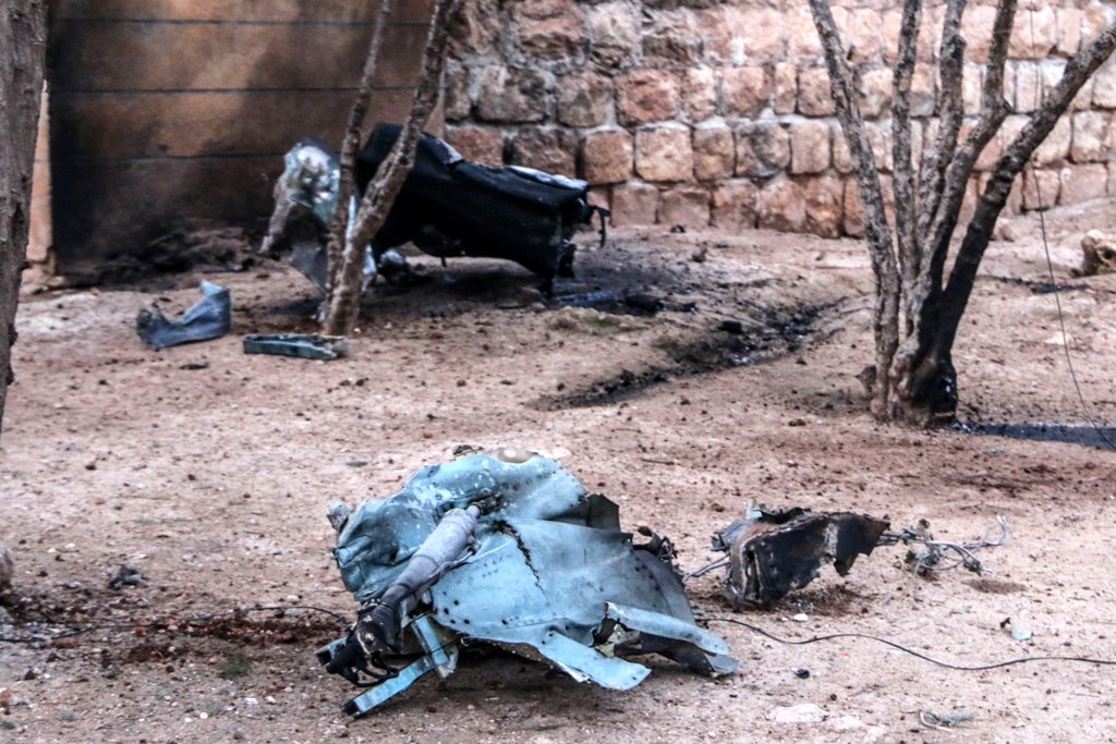  Rubble of the Russian Sukhoi Su-25 fighter jet scattered on the ground, in Ma'saran village near Saraqeb city, in Eastern Idlib countryside, Syria, 03 February 2018. (EPA/ABDALLA SAAD)