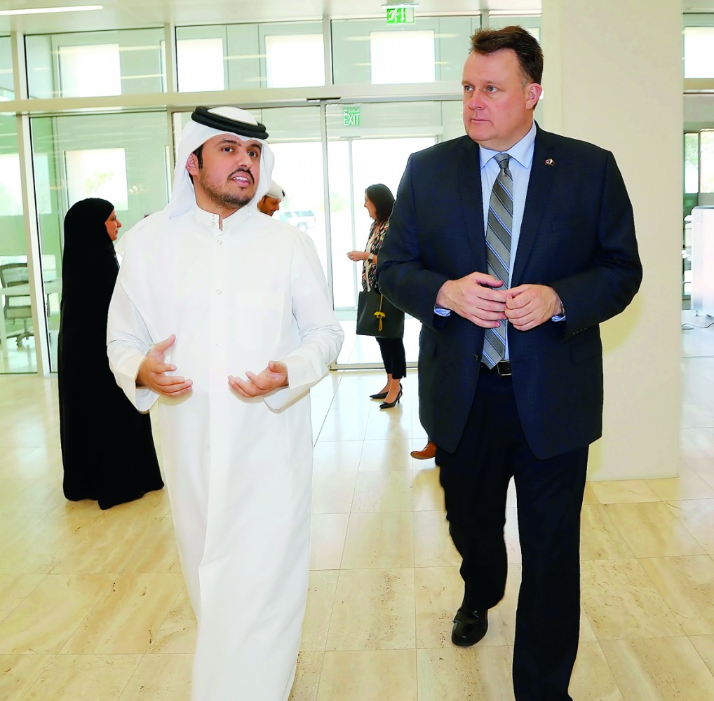Mike Savage, Mayor of Halifax, Canada, during his visit to Qatar Foundation’s headquarters in Education City.