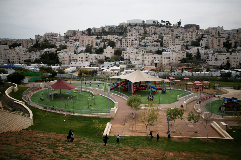 A playground is seen in this general view picture of the Israeli settlement of Modiin Illit in the occupied West Bank March 27, 2017. Reuters/Amir Cohen