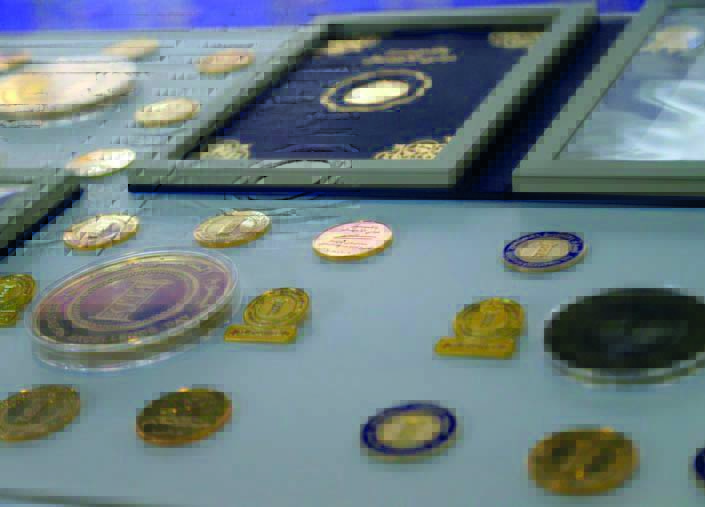 Medals displayed at the exhibition