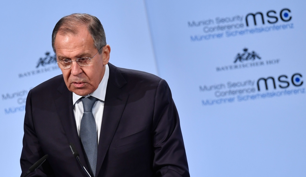 Russian Foreign Minister Sergei Lavrov gives a speech during the Munich Security Conference on February 17, 2018 in Munich, southern Germany. AFP / Thomas Kienzle