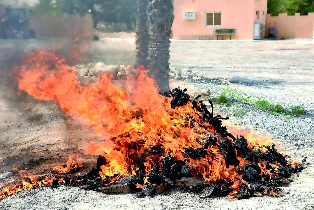 The confiscated illegal wildlife products are being destroyed at a facility of the Ministry of Municipality and Environment.  