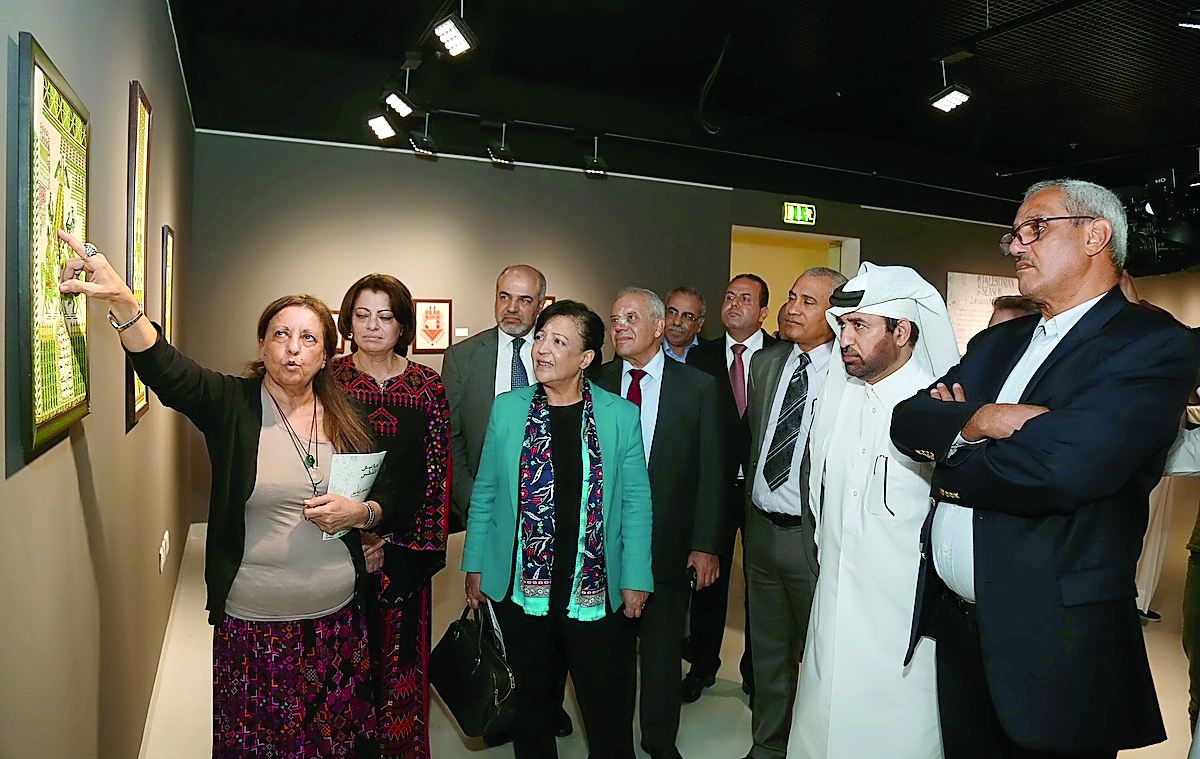 Katara General Manager Dr Khalid bin Ibrahim Al Sulaiti and Palestinian Ambassador Munir Ghannam along with other diplomats and dignitaries at the launch of Palestinian Week on Tuesday.