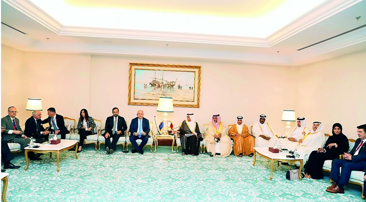 Speaker of the Advisory Council H E Ahmed bin Abdullah bin Zaid Al Mahmoud with the delegation of Nato Parliamentary Assembly.