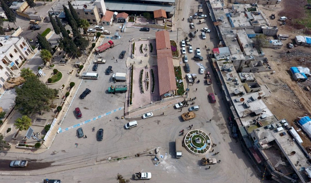 An aerial view of town center is seen after Turkish Armed Forces and Free Syrian Army (FSA) took complete control of northwestern Syria's Afrin within the 