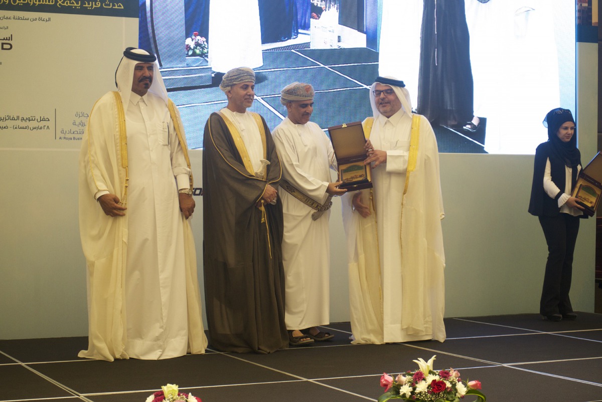 Dr Saad bin Ahmed Al Muhannadi (right), Chairman of Qatar Primary Materials Company (QPMC) with Mohammed bin Ahmed bin Towar Al Kuwari (left), Vice-Chairman, Qatar Chamber and Omani officials during the primary materials management conference in Muscat.