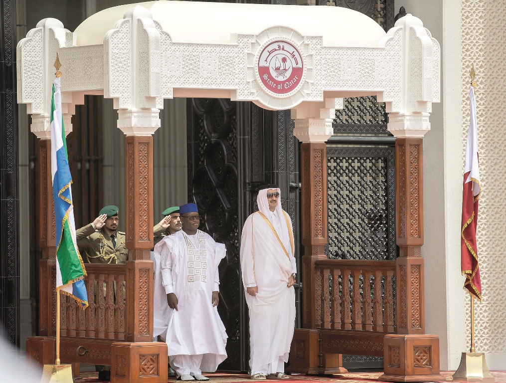 Emir H H Sheikh Tamim bin Hamad Al Thani and the President of the Republic of Sierra Leone, Julius Maada Bio, held an official round of talks at the Emiri Diwan, yesterday.
