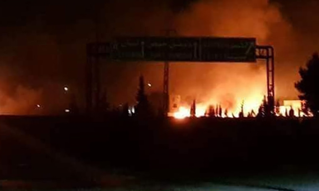 A picture released by the official Syrian Arab News Agency (SANA) early on May 9, 2018 purportedly shows what they say is the aftermath of two intercepted Israeli missiles near Damascus.  AFP / SANA  
