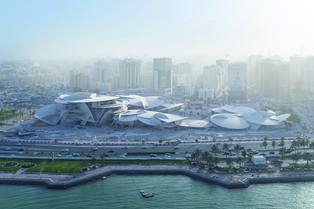 An aerial view of the National Museum of Qatar.