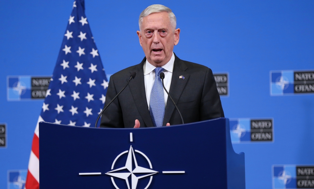 U.S. Defense Secretary Jim mattis attends a press conference within the NATO Defense Ministers Meeting at NATO headquarters in Brussels, Belgium on June 8, 2018. ( Dursun Aydemir - Anadolu Agency )	
