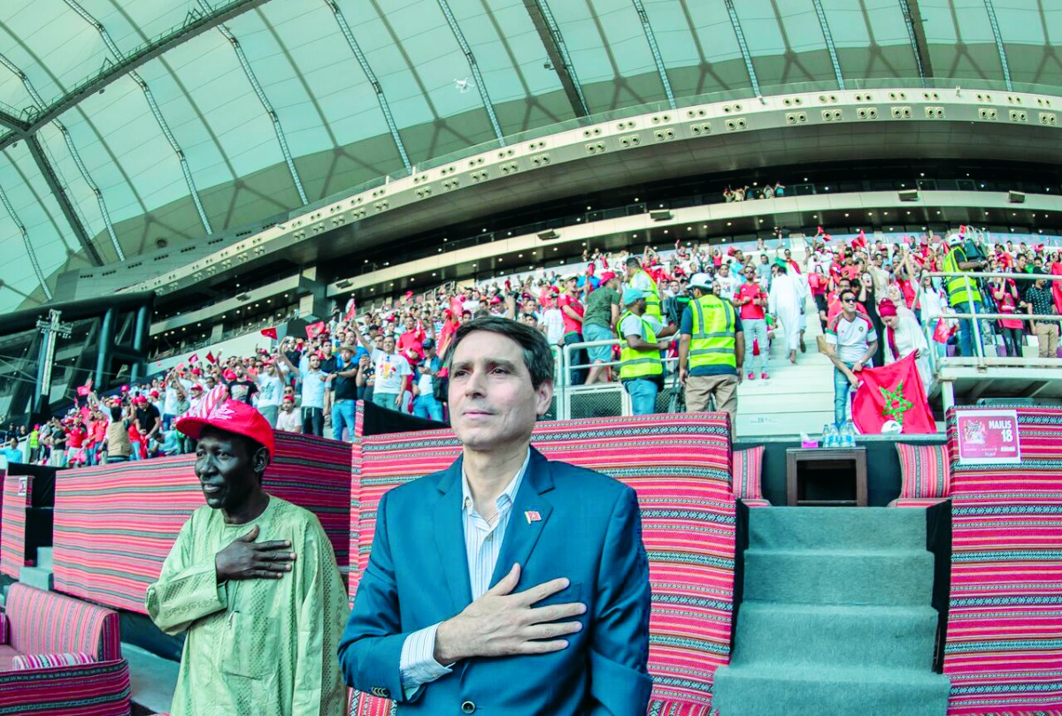 The Ambassador of the Kingdom of Morocco, Nabil Zniber, at Aspire Zone Foundation’s 2018 FIFA World Cup Russia Fan Zone at Khalifa International Stadium on Friday. 