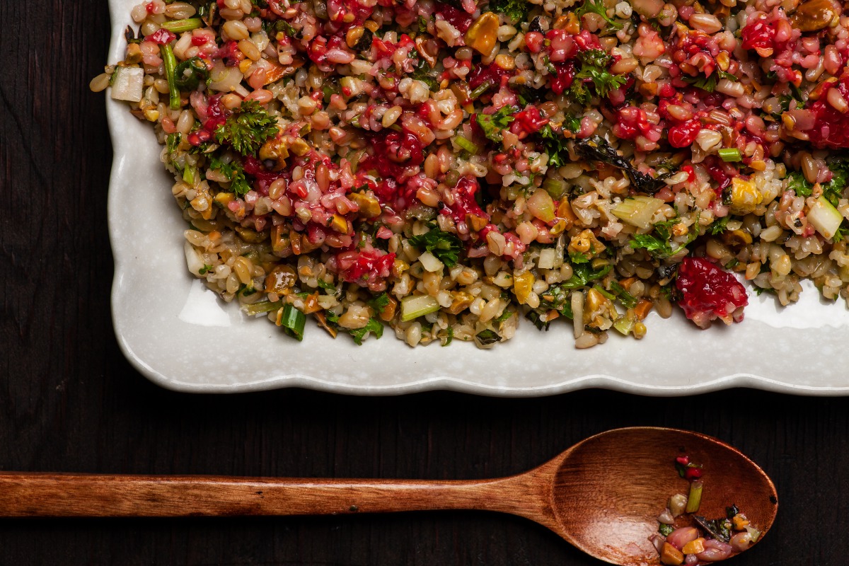 Freekeh Salad With Raspberries. Photo by Goran Kosanovic for The Washington Post.
