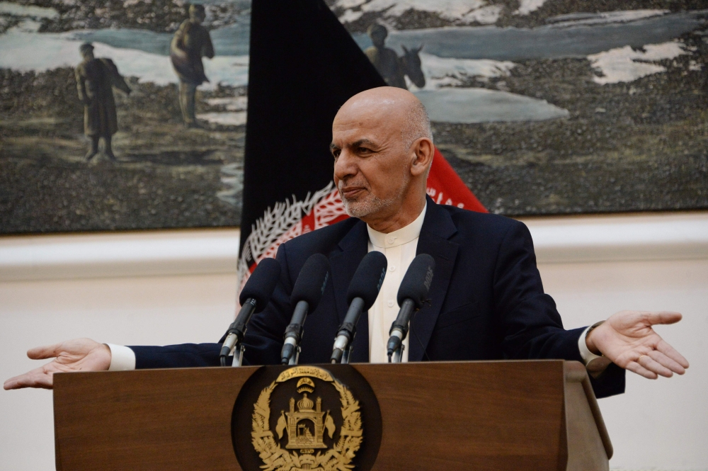 Afghan president Ashraf Ghani speaks during a press conference at the Presidential Palace in Kabul on June 30, 2018. AFP / NOORULLAH SHIRZADA