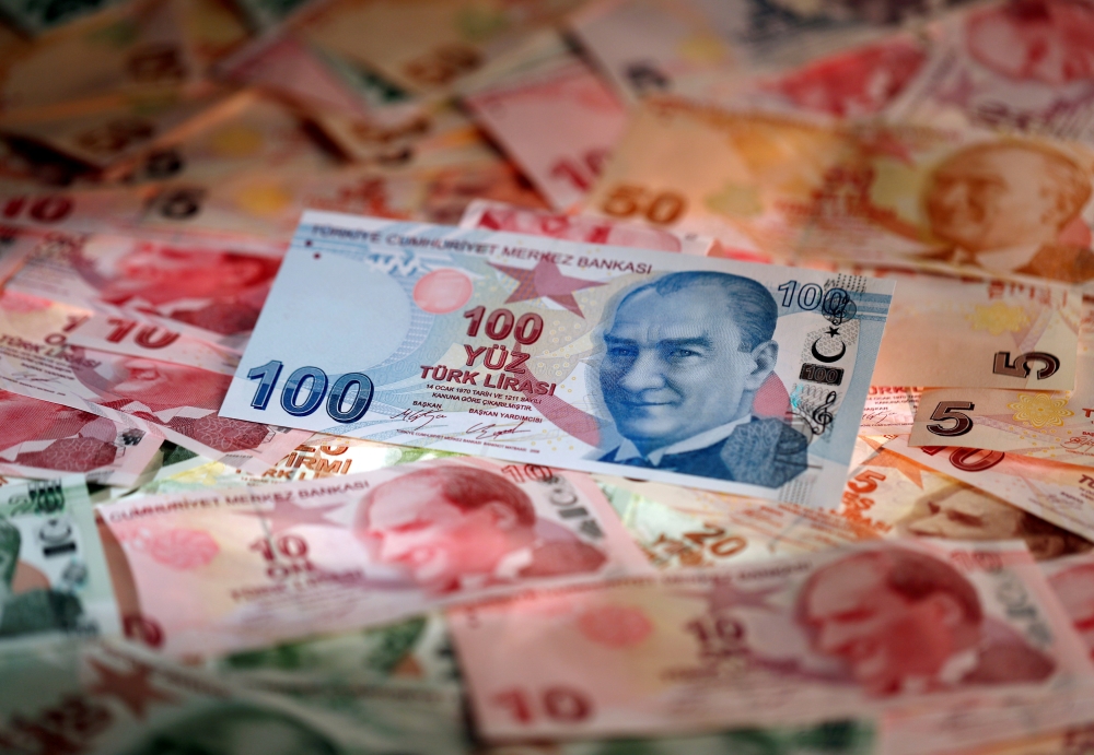File photo of Turkish Lira banknotes are seen in this October 10, 2017 picture illustration. REUTERS/Murad Sezer/File Photo/File Photo