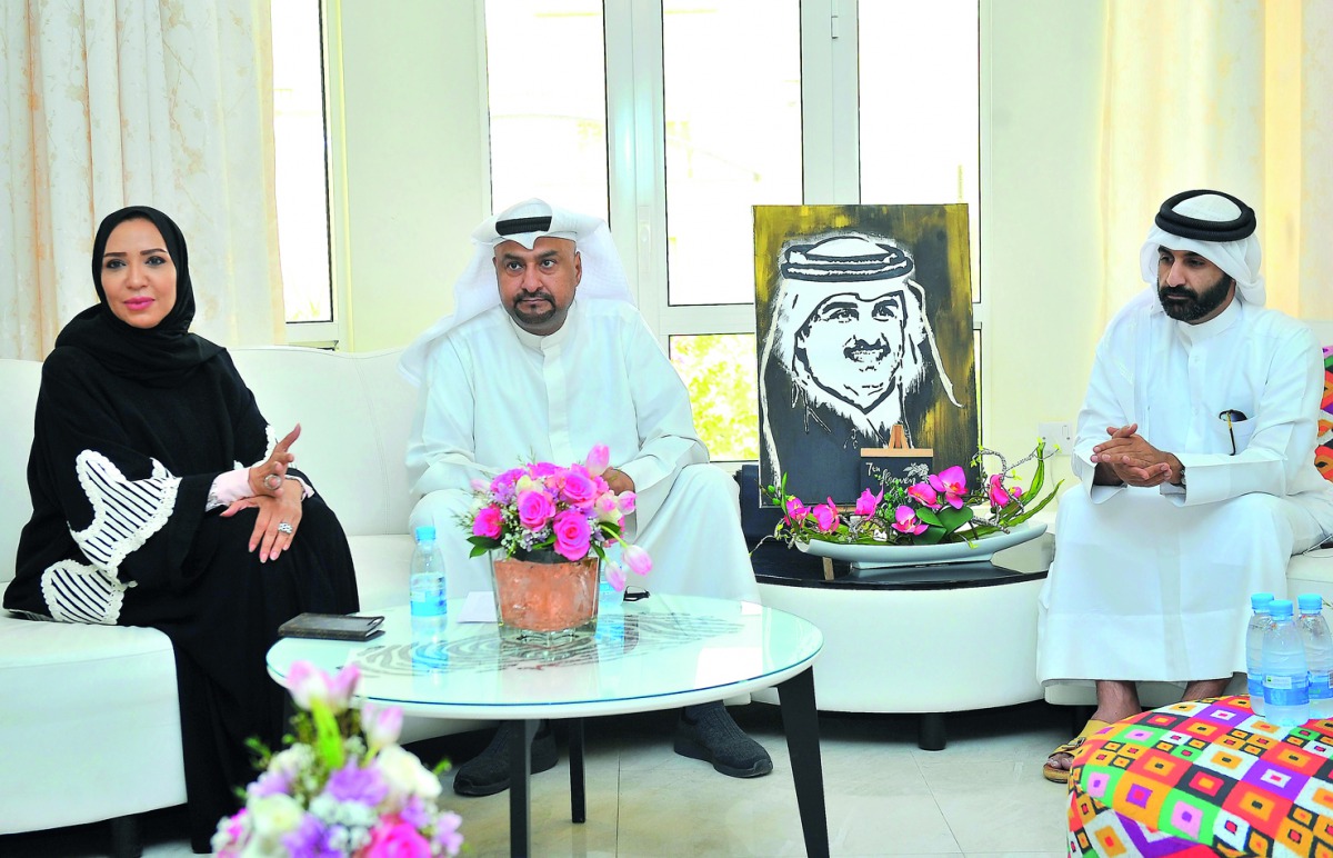 FROM LEFT: Amal Al Aathem, 7th Heaven Arts Center Chairman and Qatari artist; Dr Nabil Al Filtkawi, Director General of the Center; and Mohammad Al Hammadi, Executive Board Member during a press conference, yesterday. Pic: Baher Amin / The Peninsula