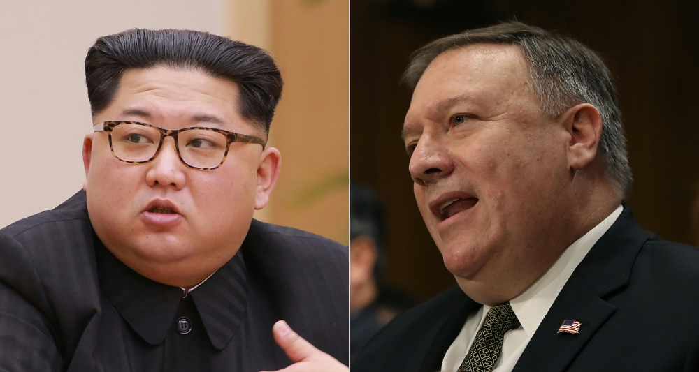 North Korean leader Kim Jong Un and US Secretary of State nominee Mike Pompeo (KCNA & AFP)