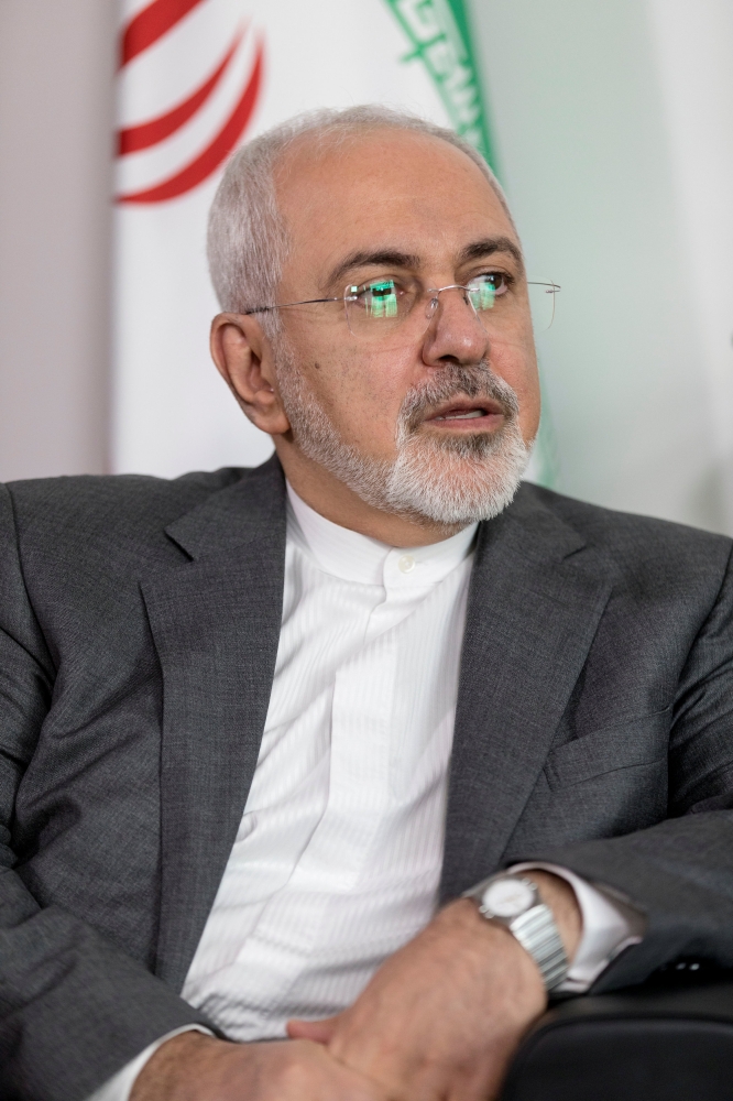 FILE PHOTO: Iran's Foreign Minister Mohammad Javad Zarif takes part in a meeting with European Union Foreign Policy Chief Federica Mogherini (not pictured), at the European Council headquarters in Brussels, Belgium, May 15, 2018. Thierry Monasse/Pool via 