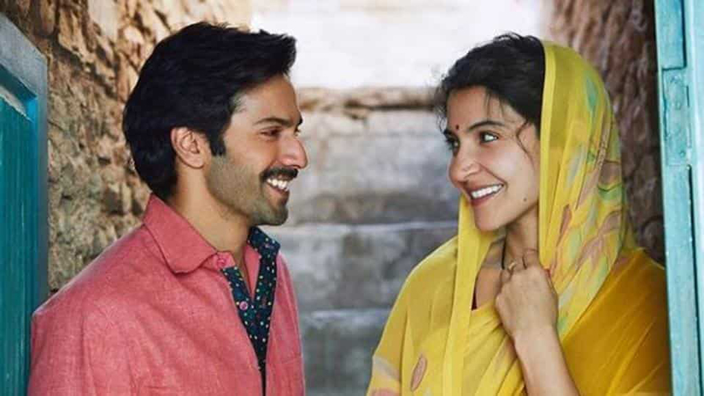 Still of the actors Varun Dhawan (L) and Anushka Sharma from the movie Sui Dhaaga.