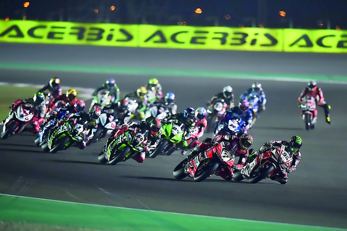 A file photo shows World Superbike Championships round taking place at Losail International Circuit. 