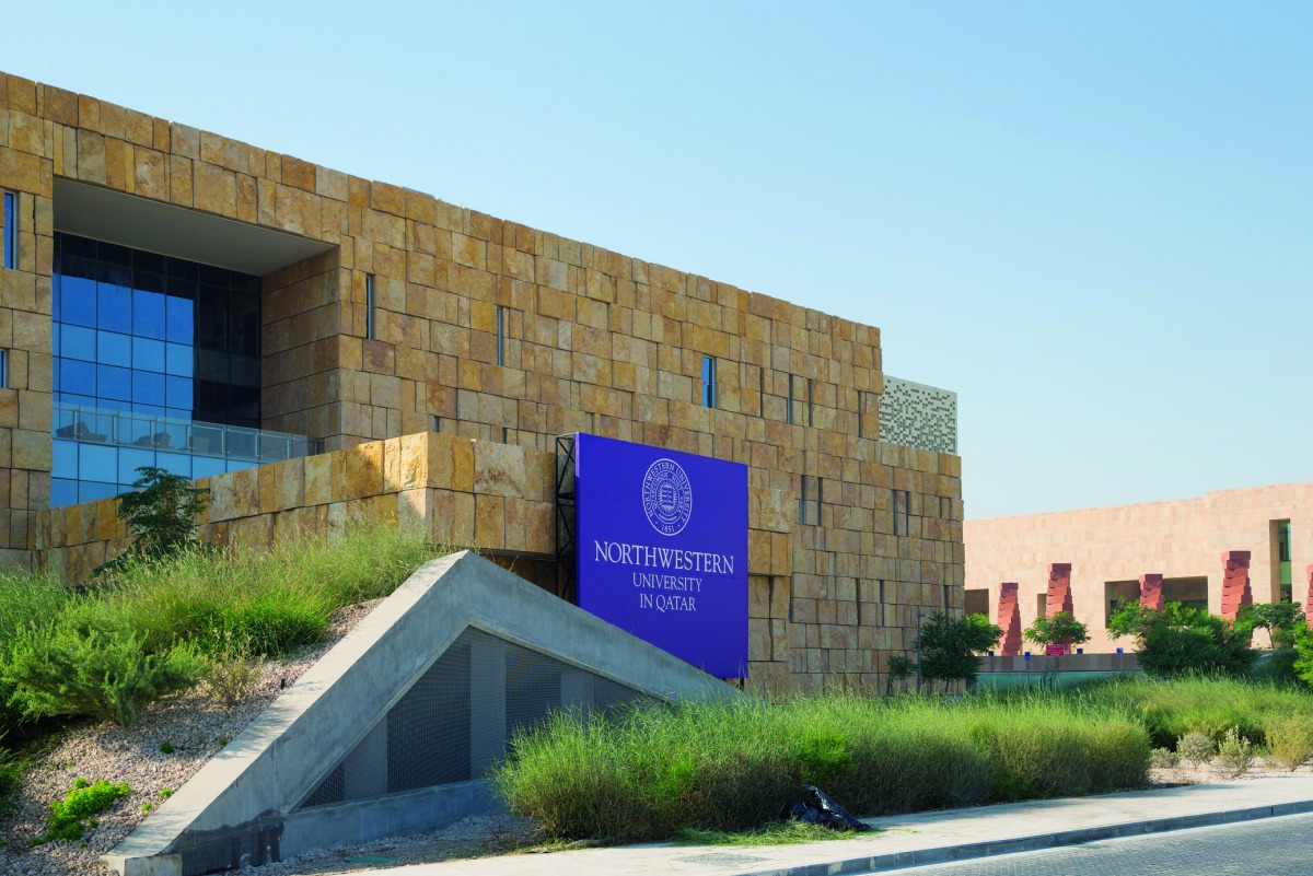 An external view of Northwestern University in Qatar (NU-Q) building.