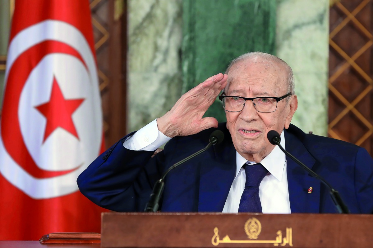 Tunisian President Beji Caid Essebsi holds a press conference at the Carthage Presidential Palace in Tunis, Tunisia on November 08, 2018. (Yassine Gaidi/Anadolu Agency)
