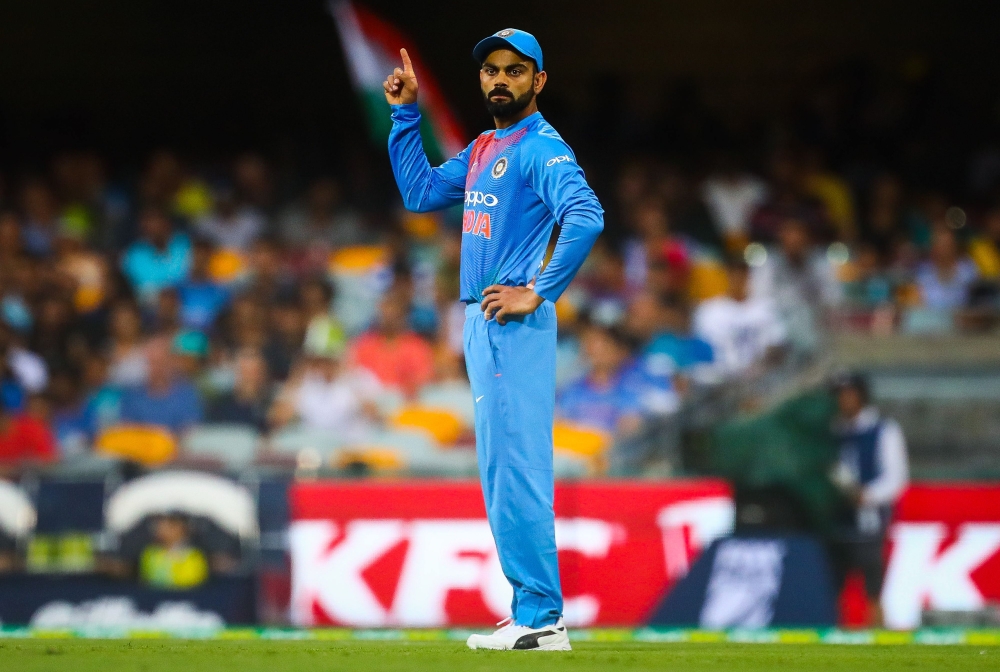 Indian captain Virat Kohli reacts during the T20 international cricket match between Australia and India in Brisbane on November 21, 2018. AFP / AFP / Patrick Hamilton 