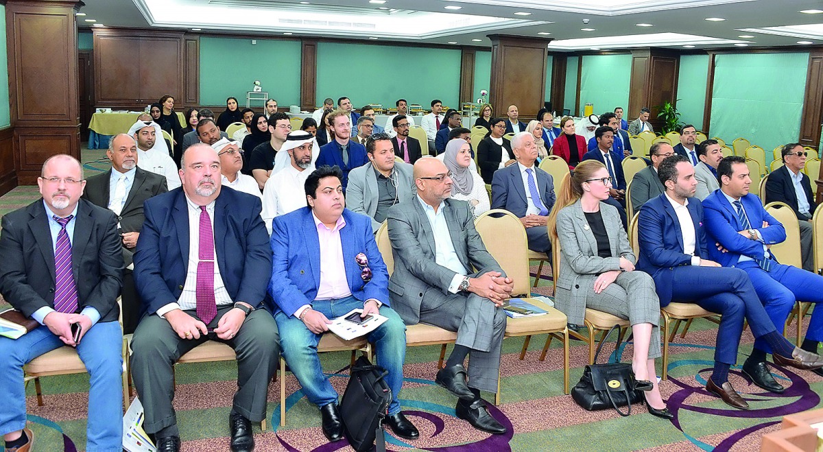 Senior business executives and experts from different fields attending a seminar on innovation at Qatar Chamber headquarters. Samer Mahfouz (pictured below), head of the applied innovation at Thomson Reuters for the MENA region, speaking on innovation and