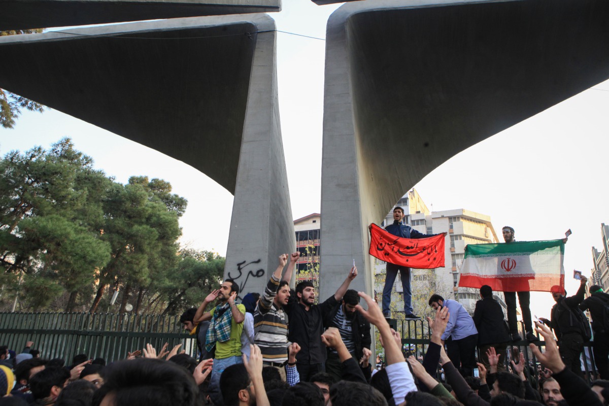 People protest over high cost of living in Tehran, Iran, on December 30, 2017. (Anadolu Agency) 