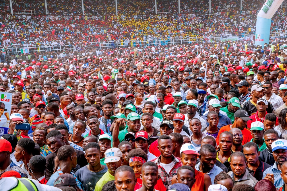 Supporters of Nigeria's President Muhammadu Buhari attend a campaign rally ahead of the country's presidential election in Rivers State, Nigeria, February 12, 2019.