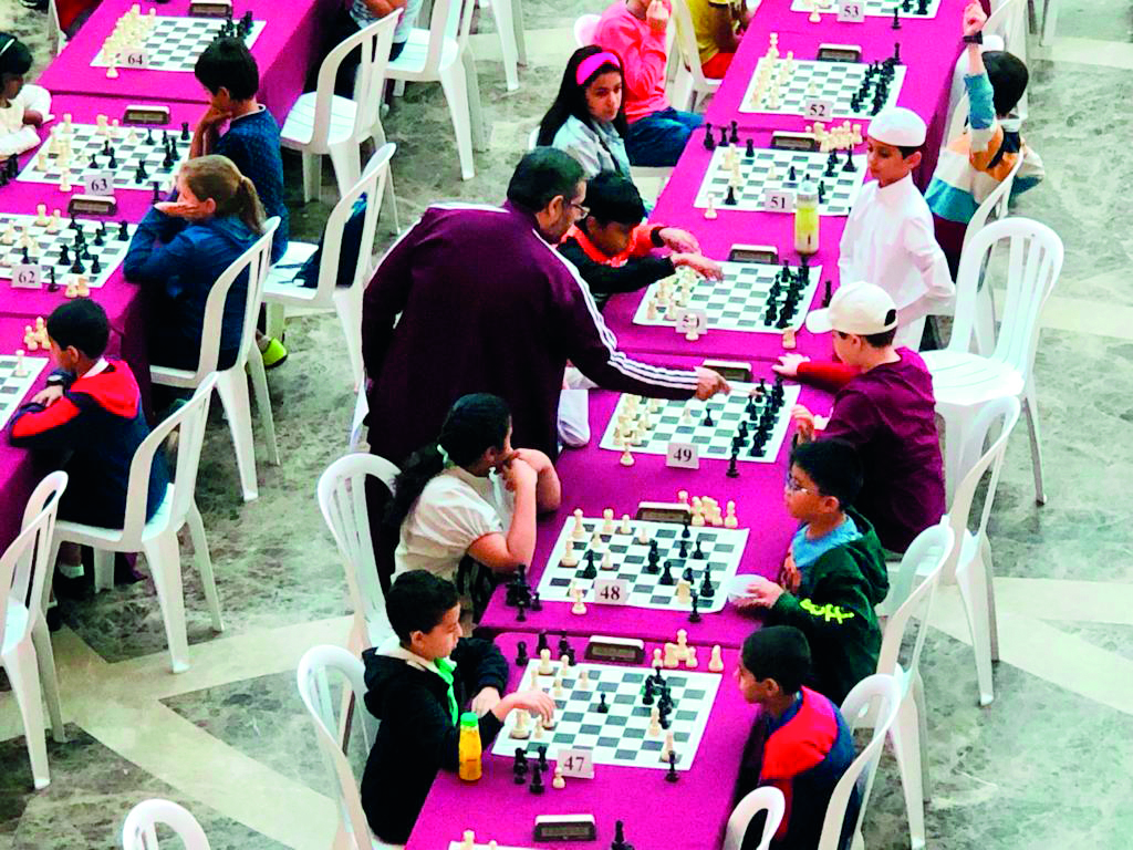 The players taking part in Youth U-16 event at Qatargas Chess Championship at Al Mirqab Mall yesterday
