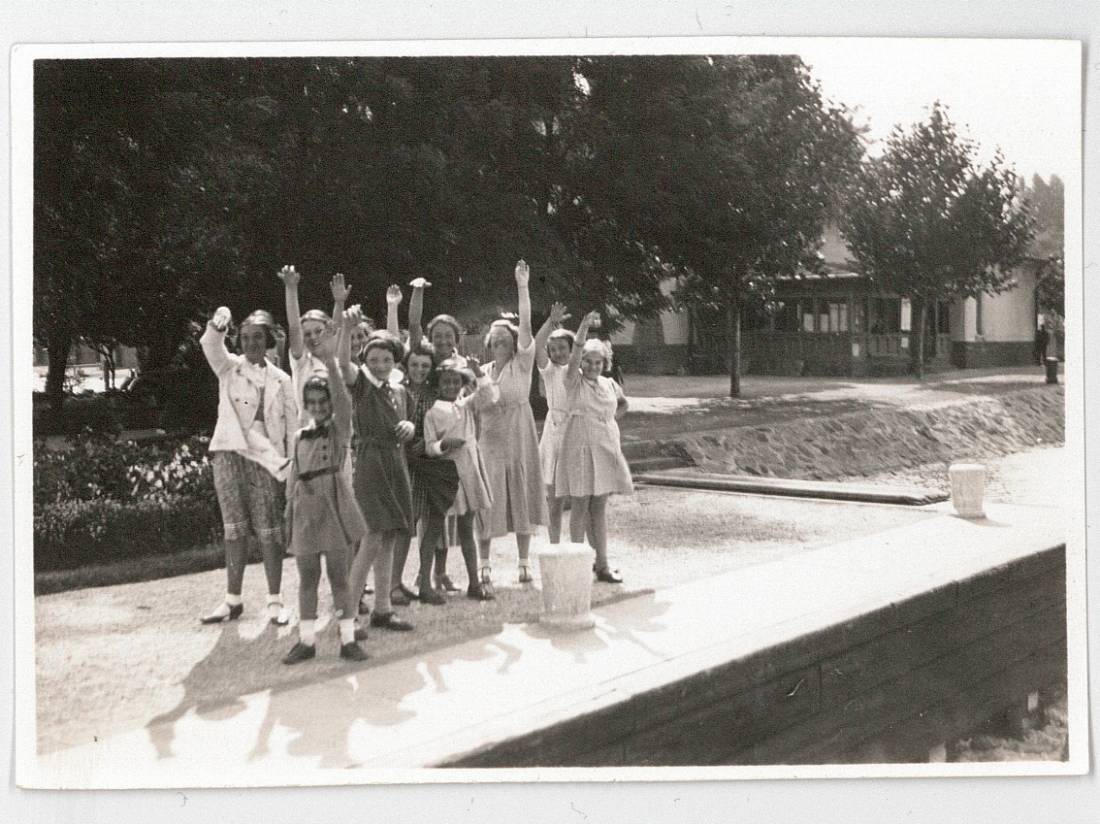 Jane Haining, who looked after Jewish girls in Hungary during the Second World War, is seen with girls from the Scottish Mission School in Budapest on holiday at Lake Balaton in Hungary in this undated photo probably from the late 1930s.  Photo: Church of